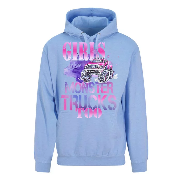 Cute Girls Like Monster Trucks Too Awesome Unisex Surf Hoodie