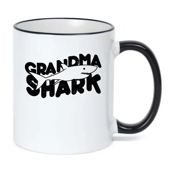 Cute Grandma Shark Black Color Changing Mug