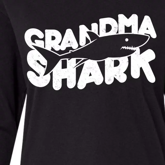 Cute Grandma Shark Womens Cotton Relaxed Long Sleeve T-Shirt