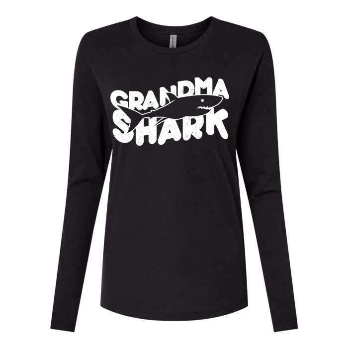 Cute Grandma Shark Womens Cotton Relaxed Long Sleeve T-Shirt