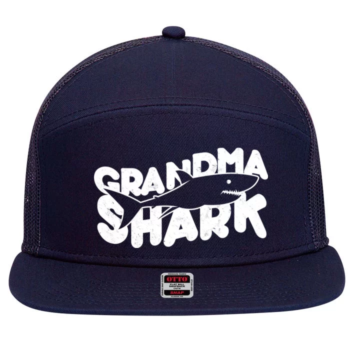 Cute Grandma Shark 7 Panel Mesh Trucker Snapback Hat