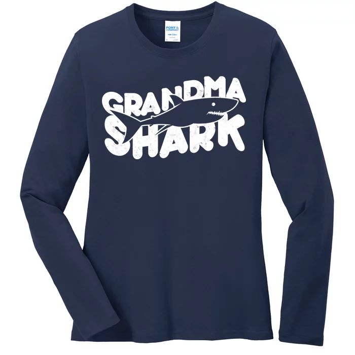 Cute Grandma Shark Ladies Long Sleeve Shirt