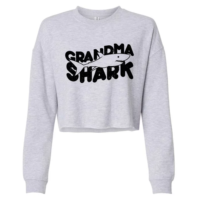 Cute Grandma Shark Cropped Pullover Crew