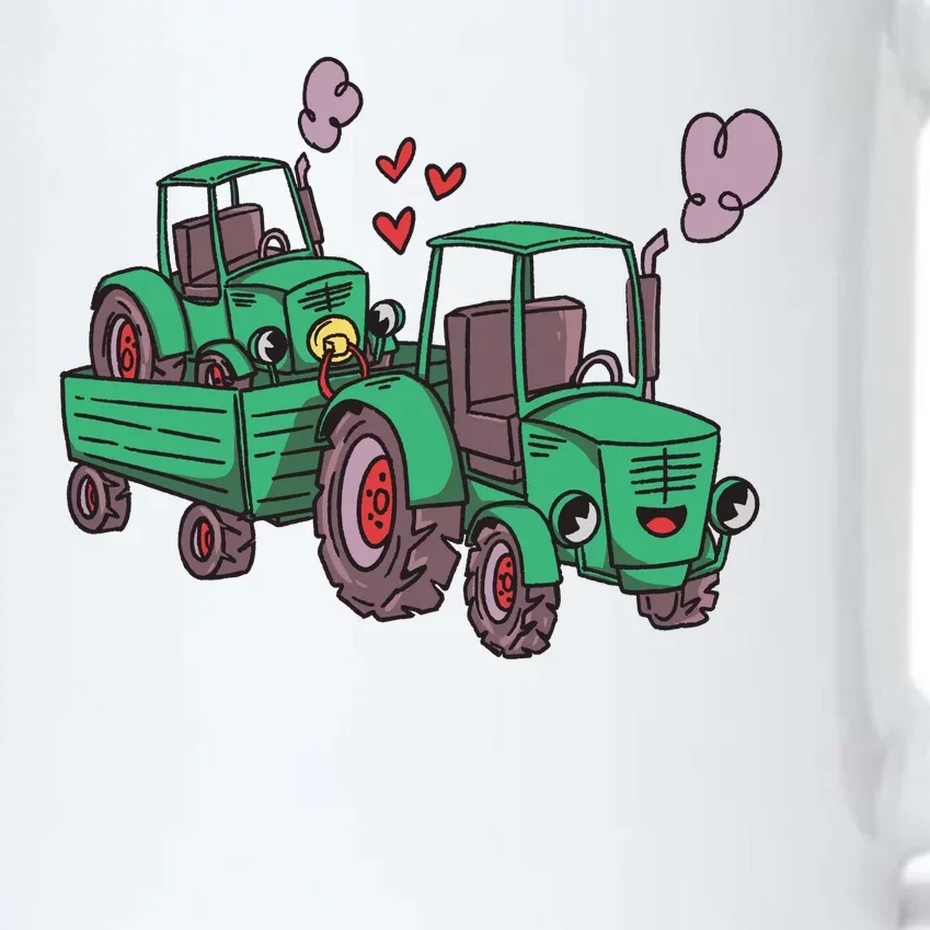 Cute Green Tractor Family Black Color Changing Mug