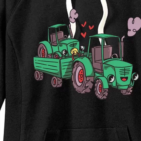 Cute Green Tractor Family Women's Fleece Hoodie