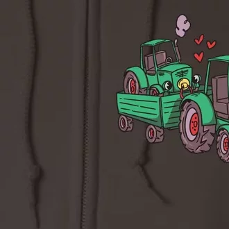 Cute Green Tractor Family Full Zip Hoodie