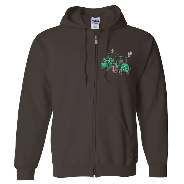 Cute Green Tractor Family Full Zip Hoodie