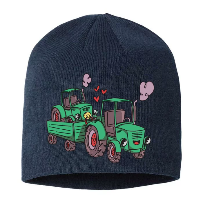 Cute Green Tractor Family 8 1/2in Sustainable Knit Beanie