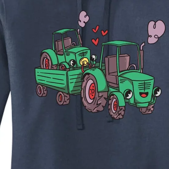 Cute Green Tractor Family Women's Pullover Hoodie