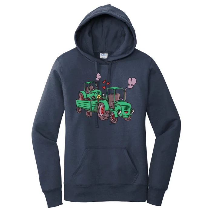 Cute Green Tractor Family Women's Pullover Hoodie