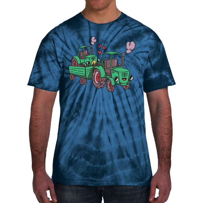 Cute Green Tractor Family Tie-Dye T-Shirt