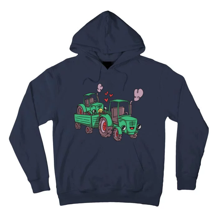 Cute Green Tractor Family Tall Hoodie