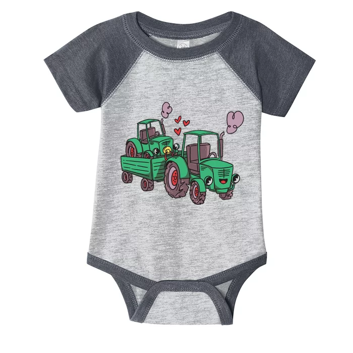 Cute Green Tractor Family Infant Baby Jersey Bodysuit