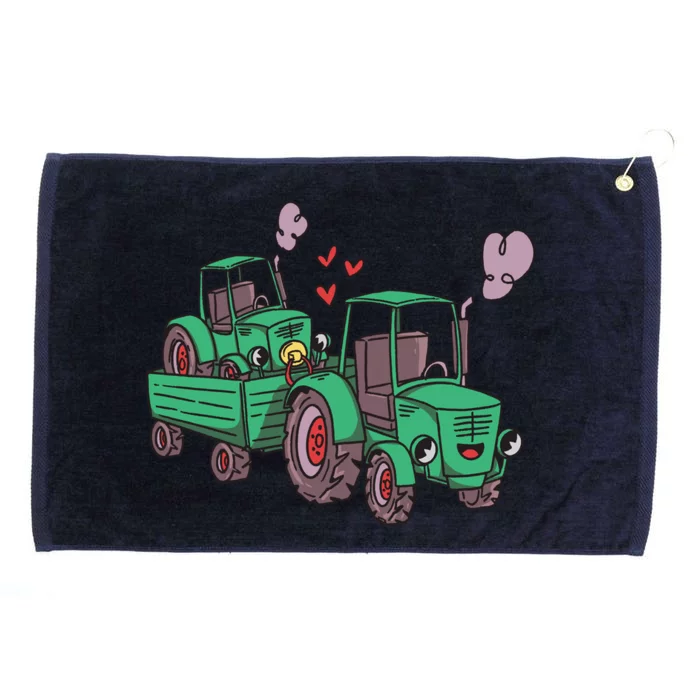 Cute Green Tractor Family Grommeted Golf Towel