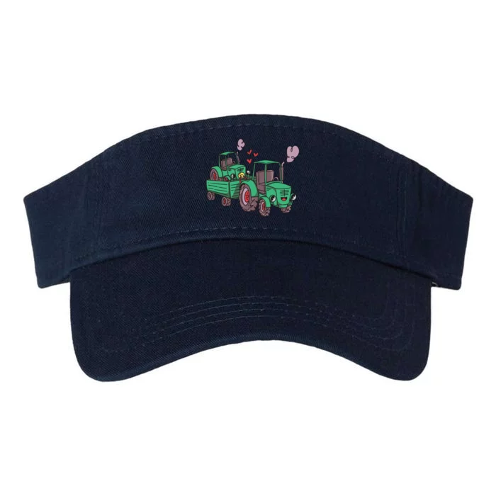 Cute Green Tractor Family Valucap Bio-Washed Visor