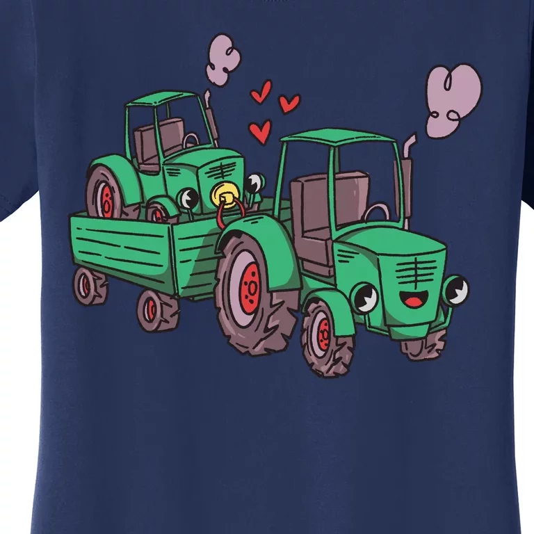 Cute Green Tractor Family Women's T-Shirt