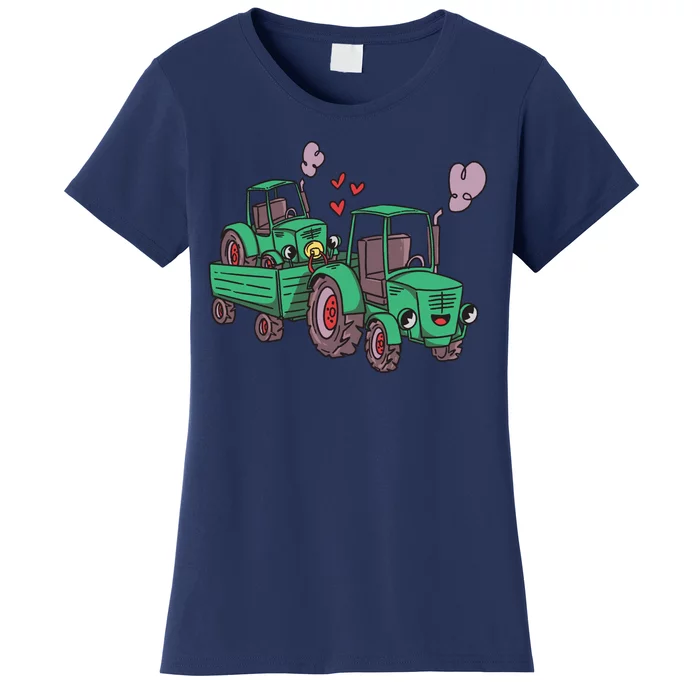 Cute Green Tractor Family Women's T-Shirt