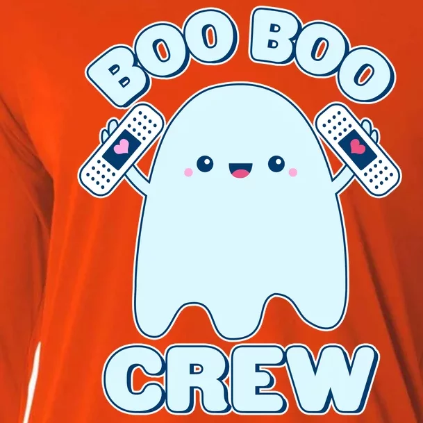 Cute Halloween Boo Boo Crew Band Aid Ghost Cooling Performance Long Sleeve Crew