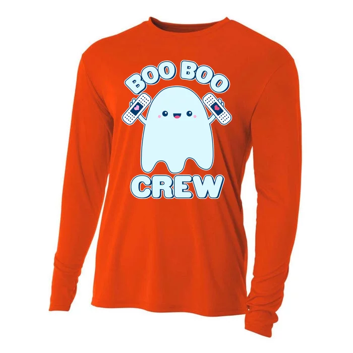 Cute Halloween Boo Boo Crew Band Aid Ghost Cooling Performance Long Sleeve Crew