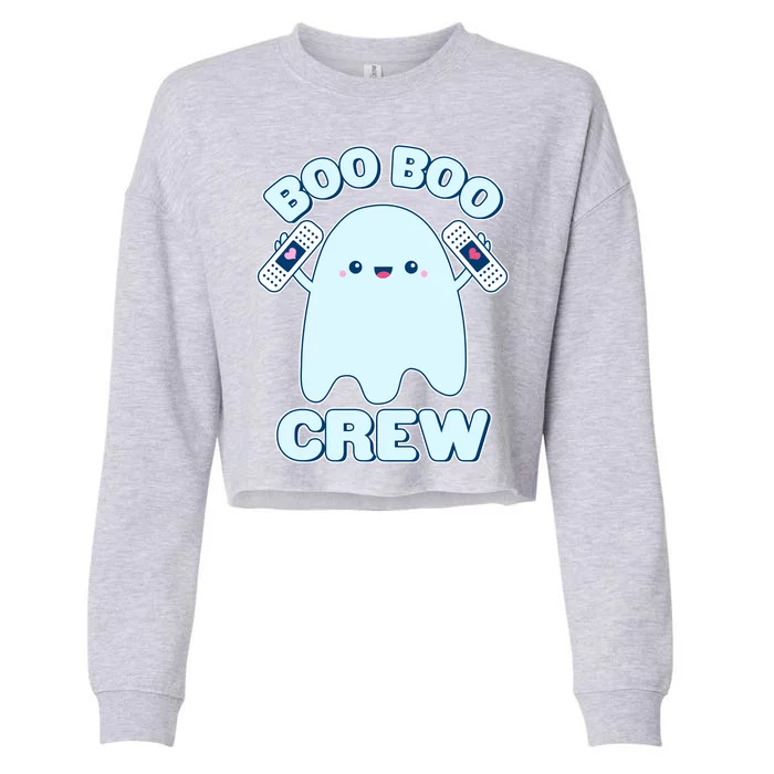 Cute Halloween Boo Boo Crew Band Aid Ghost Cropped Pullover Crew