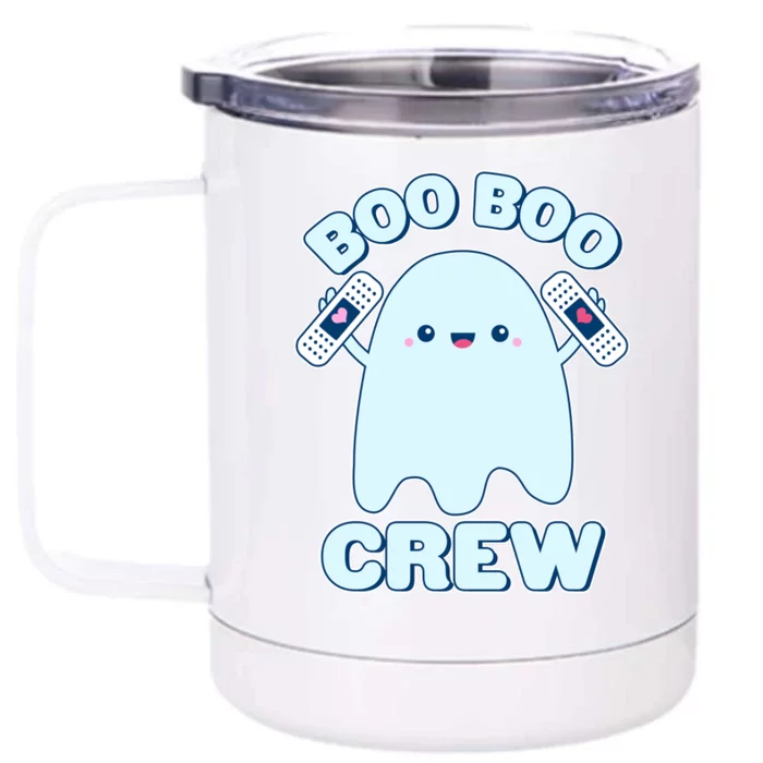 Cute Halloween Boo Boo Crew Band Aid Ghost Front & Back 12oz Stainless Steel Tumbler Cup