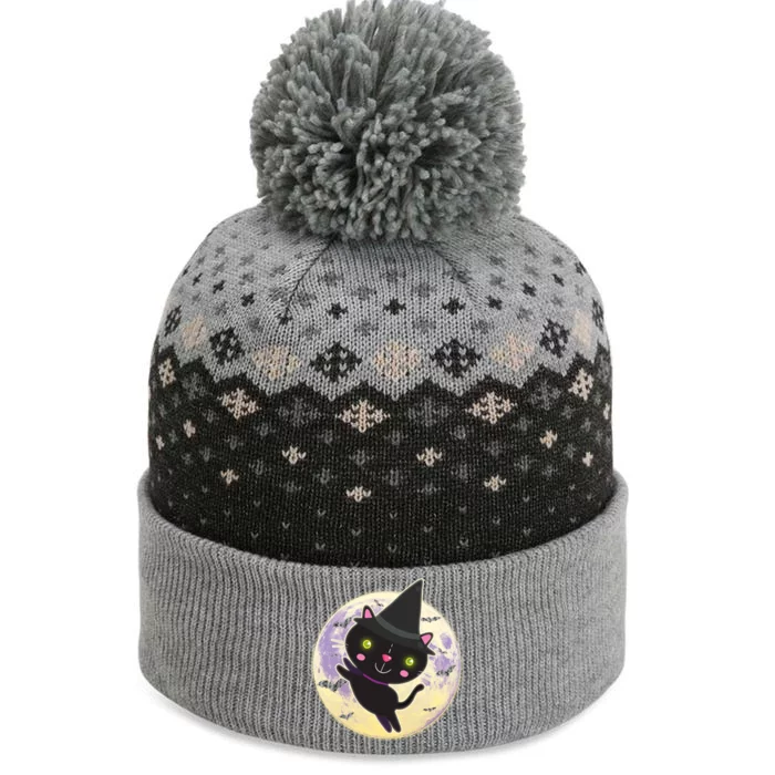 Cute Halloween Cat Moon The Baniff Cuffed Pom Beanie