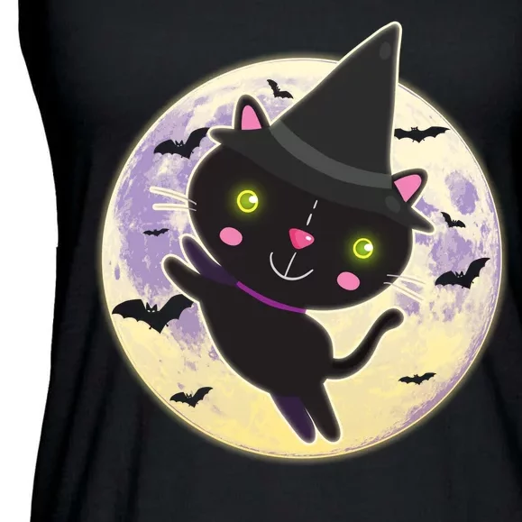 Cute Halloween Cat Moon Ladies Essential Flowy Tank