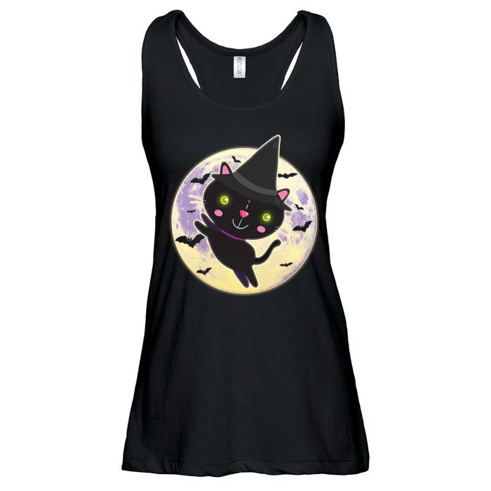 Cute Halloween Cat Moon Ladies Essential Flowy Tank