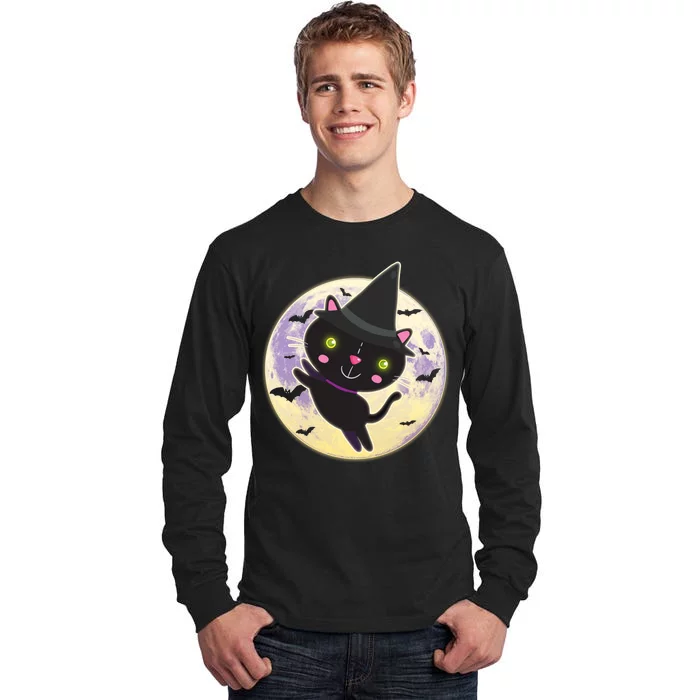 Cute Halloween Cat Moon Tall Long Sleeve T-Shirt