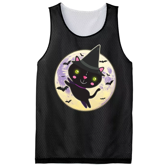 Cute Halloween Cat Moon Mesh Reversible Basketball Jersey Tank