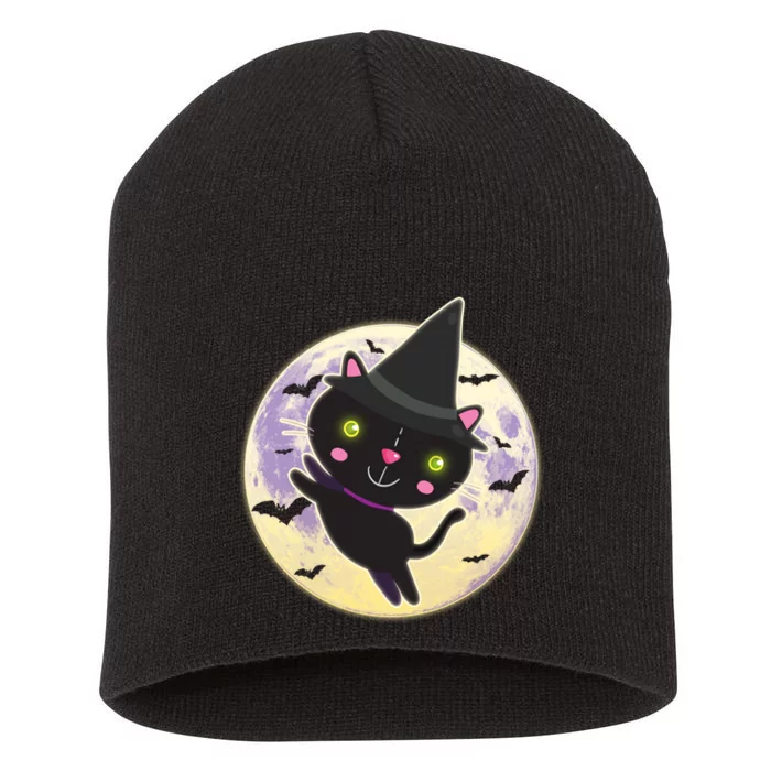 Cute Halloween Cat Moon Short Acrylic Beanie