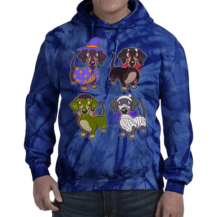 Cute Halloween Dachshunds Tie Dye Hoodie