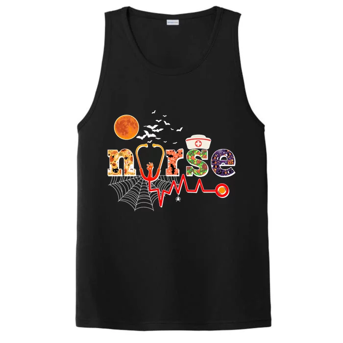 Cute Halloween Patterns Nurse Performance Tank