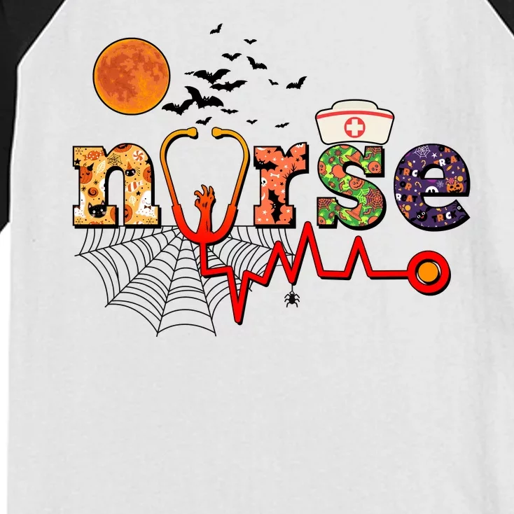 Cute Halloween Patterns Nurse Kids Colorblock Raglan Jersey