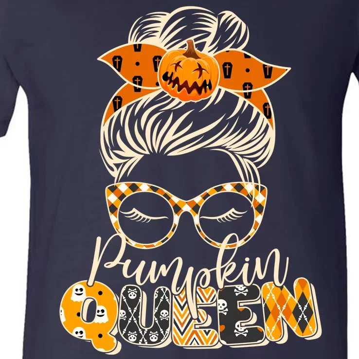 Cute Halloween Pumpkin Queen Autumn V-Neck T-Shirt