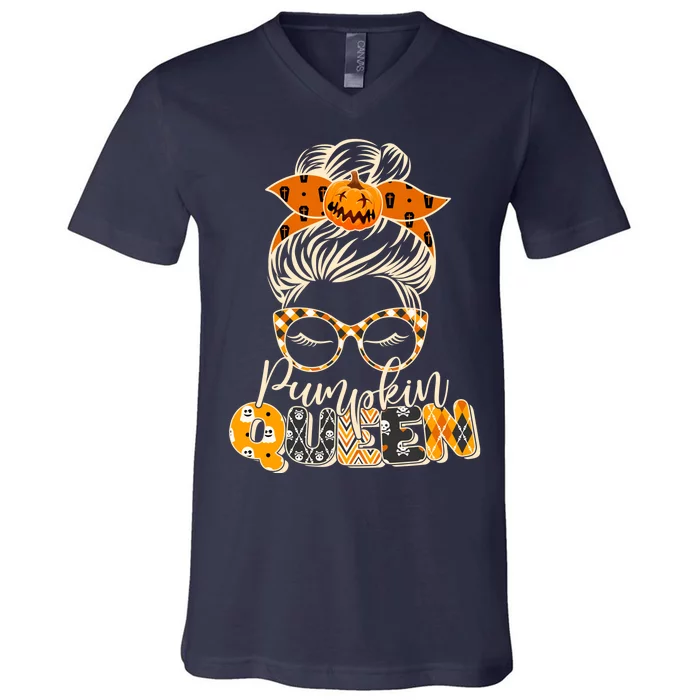 Cute Halloween Pumpkin Queen Autumn V-Neck T-Shirt