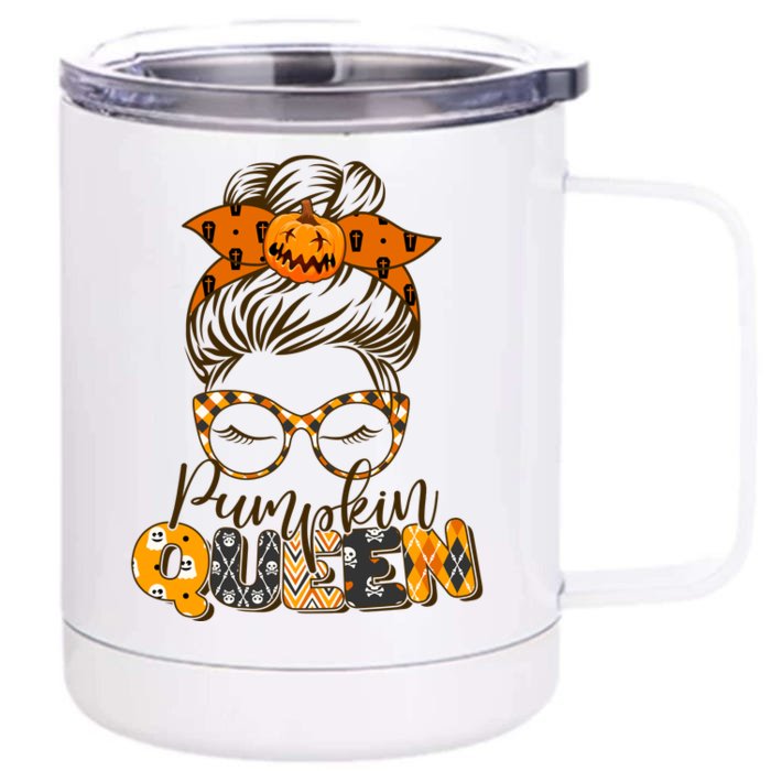 Cute Halloween Pumpkin Queen Autumn Front & Back 12oz Stainless Steel Tumbler Cup