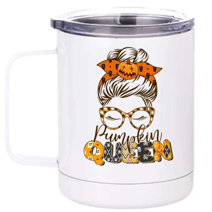 Cute Halloween Pumpkin Queen Autumn Front & Back 12oz Stainless Steel Tumbler Cup