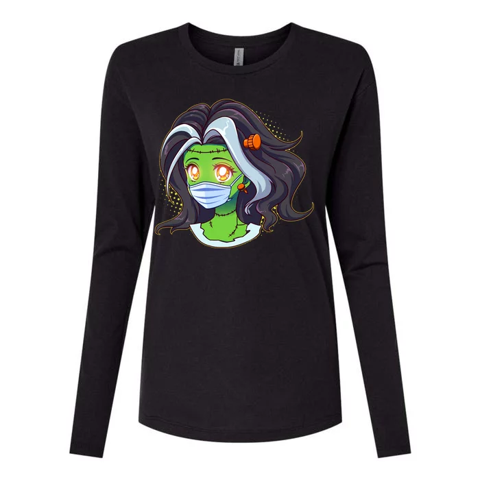 Cute Halloween Quarantined Frankenstein Monster Girl Womens Cotton Relaxed Long Sleeve T-Shirt