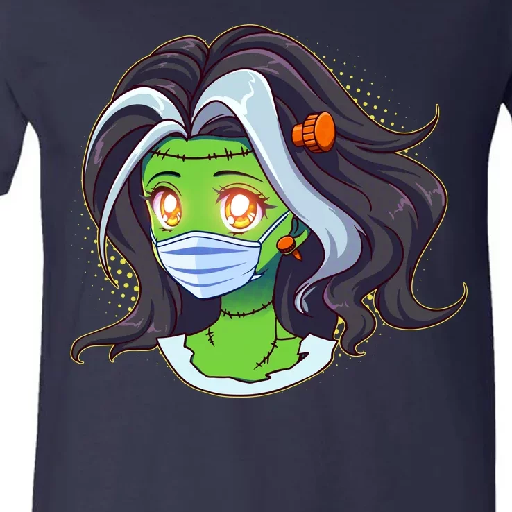 Cute Halloween Quarantined Frankenstein Monster Girl V-Neck T-Shirt