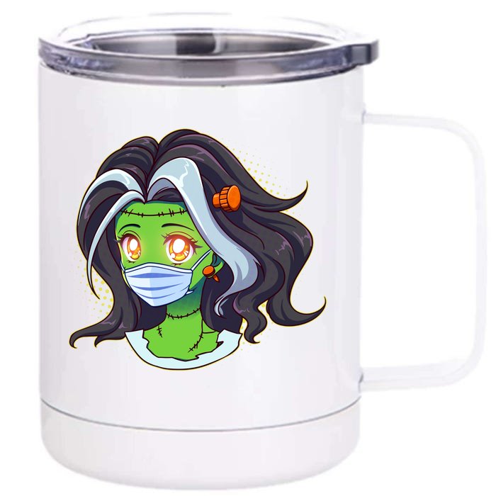 Cute Halloween Quarantined Frankenstein Monster Girl Front & Back 12oz Stainless Steel Tumbler Cup