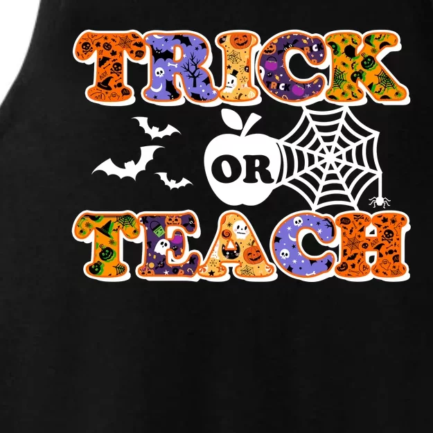 Cute Halloween Trick Or Teach Teacher Ladies Tri-Blend Wicking Tank