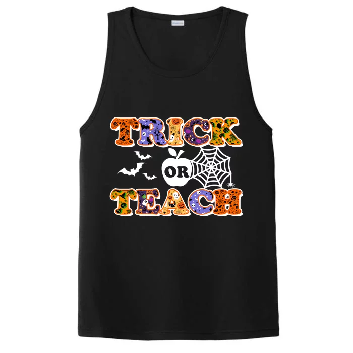 Cute Halloween Trick Or Teach Teacher Performance Tank