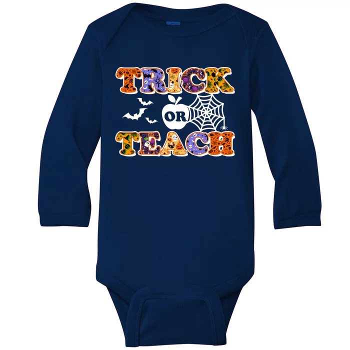 Cute Halloween Trick Or Teach Teacher Baby Long Sleeve Bodysuit