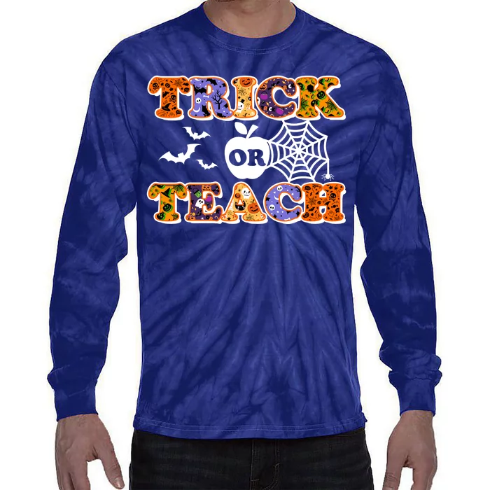 Cute Halloween Trick Or Teach Teacher Tie-Dye Long Sleeve Shirt