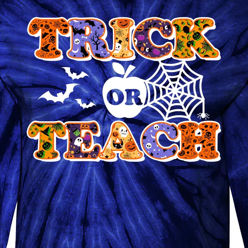 Cute Halloween Trick Or Teach Teacher Tie-Dye Long Sleeve Shirt