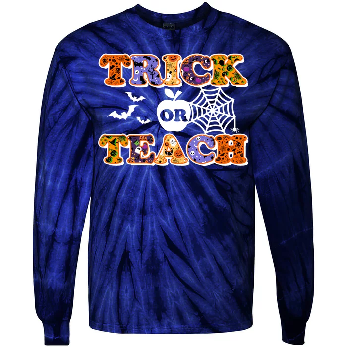 Cute Halloween Trick Or Teach Teacher Tie-Dye Long Sleeve Shirt