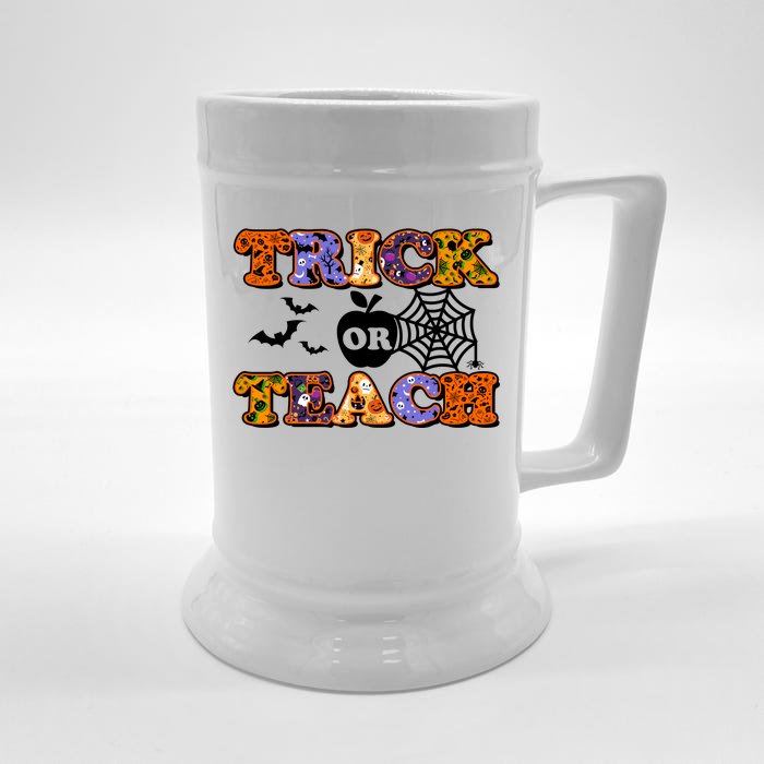 Cute Halloween Trick Or Teach Teacher Front & Back Beer Stein