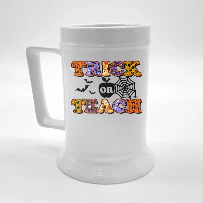 Cute Halloween Trick Or Teach Teacher Front & Back Beer Stein