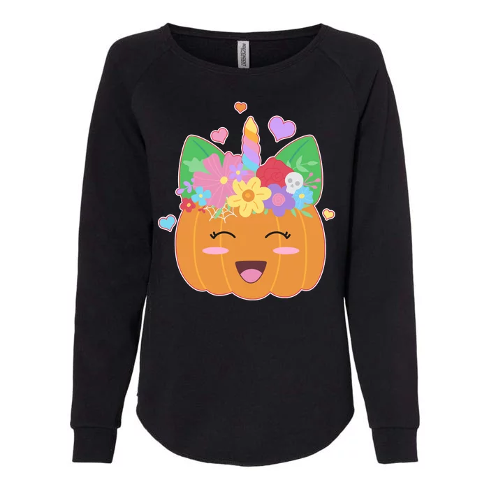 Cute Halloween Unicorn Pumpkin Womens California Wash Sweatshirt